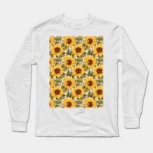 Sunflowers watercolor pattern #1 Long Sleeve T-Shirt